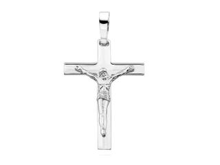 Duży rodowany srebrny krzyżyk krzyż na gruby łańcuch z wizerunkiem Chrystusa srebro 925