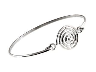 Elegancka rodowana gładka sztywna srebrna bransoleta spirala twister wir srebro 925