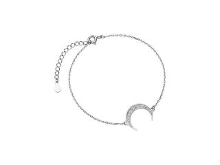 Elegancka rodowana srebrna bransoleta celebrytka księżyc moon białe cyrkonie srebro 925