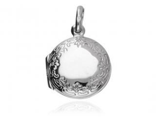 Elegancki okrągły otwierany srebrny wisior sekretnik z grawerowanym wzorem srebro 925