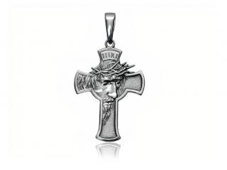 Elegancki oksydowany srebrny wisior duży krzyż krzyżyk na gruby łańcuch z wizerunkiem Chrystusa srebro 925