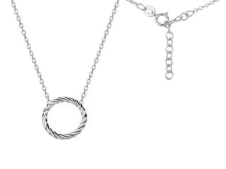 Elegancki rodowany srebrny naszyjnik gwiazd celebrytka kółko ring circle spiralka srebro 925