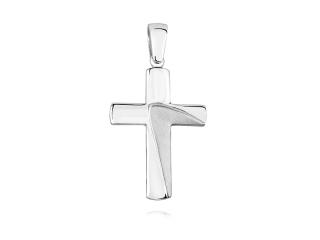 Elegancki rodowany srebrny polerowany satynowany gładki krzyżyk krzyż srebro 925