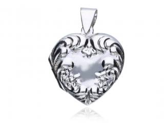 Elegancki srebrny otwierany wisiorek puzderko serce serduszko wypukły wzorek wzór srebro 925