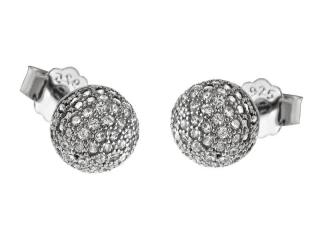 Eleganckie rodowane srebrne kolczyki celebrytki kulki kuleczki balls białe cyrkonie srebro 925
