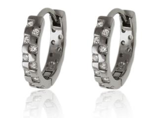 Eleganckie srebrne kolczyki klasyczne kółka circle ring białe cyrkonie srebro 925