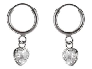 Eleganckie wiszące srebrne kolczyki kółka kółeczka serca serduszka heart cyrkonie srebro 925