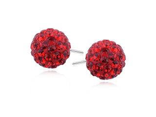 Kolczyki kulki czerwone kryształki Swarovski 10mm shamballa discoball srebro 925