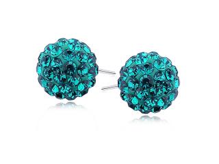 Kolczyki kulki kryształki blue zircon Swarovski 12mm shamballa discoball srebro 925