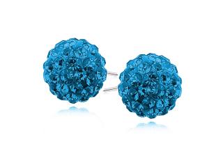Kolczyki kulki kryształki capri blue Swarovski 12mm shamballa discoball srebro 925