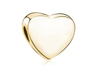 Pozłacany srebrny charms do pandora little beads gładkie serce serduszko heart srebro 925