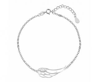 Rodowana srebrna bransoletka szczęścia gwiazd celebrytka skrzydło anioła cyrkonie srebro 925