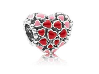 Rodowany srebrny charms do pandora kolorowe serce serduszko heart srebro 925