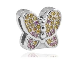 Rodowany srebrny charms do pandora koralik reflexions motyl butterfly cyrkonie srebro 925