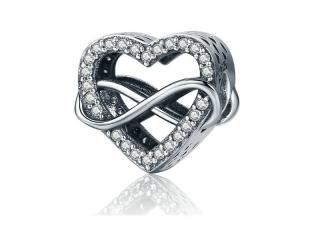 Rodowany srebrny charms do pandora nieskończona miłość serce heart infinity srebro 925