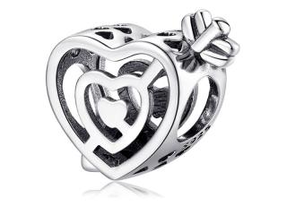 Rodowany srebrny charms do pandora serce strzała kupidyna labirynt arrow heart srebro 925