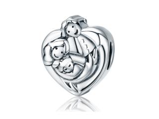 Rodowany srebrny charms do pandora serce szczęśliwa kochająca się rodzina happy family srebro 925