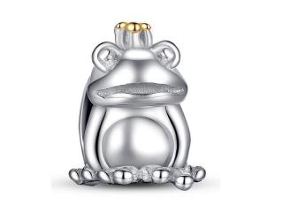 Rodowany srebrny charms do pandora żabka żaba księżniczka frog srebro 925