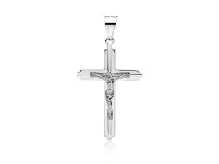 Rodowany srebrny krzyżyk krzyż diamentowany srebro 925