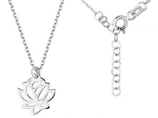 Rodowany srebrny naszyjnik gwiazd celebrytka kwiat lotosu flower srebro 925