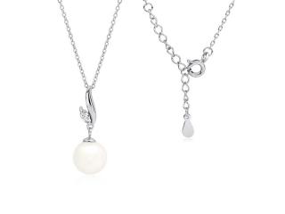 Rodowany srebrny naszyjnik gwiazd celebrytka perła perełka biała cyrkonia srebro 925