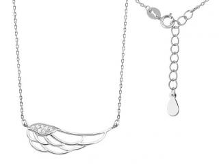Rodowany srebrny naszyjnik gwiazd celebrytka skrzydło anioła wings cyrkonie srebro 925