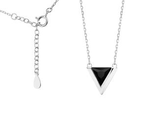 Rodowany srebrny naszyjnik gwiazd celebrytka trójkąt triangle czarna cyrkonia srebro 925