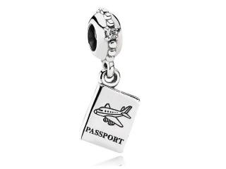 Rodowany srebrny wiszący charms do pandora paszport passport srebro 925