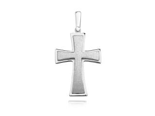 Srebrny rodowany krzyżyk krzyż piaskowany srebro 925