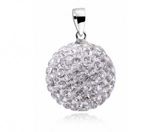 Wisiorek kulka białe kryształki Swarovski 16mm shamballa discoball srebro 925