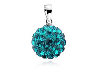 Wisiorek kulka kryształki blue zircon Swarovski 12mm shamballa discoball srebro 925