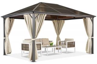 Altana ogrodowa Milos 3x4m z kremowymi zasłonami Garden Point