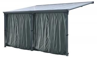 Aluminiowe zadaszenie tarasu San Diego z zasłonami 4,3 x 3 m CoverTech antracyt
