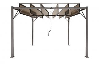 Antracytowa pergola tarasowa Paros 3x3m z moskitierą Garden Point
