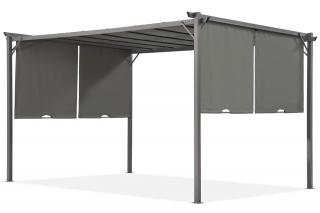 Antracytowa pergola tarasowa Sevilla 4x4m z zasłonami Garden Point