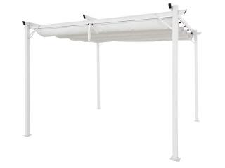 Biała pergola tarasowa La Palma 3x3m z zasłonami Garden Point