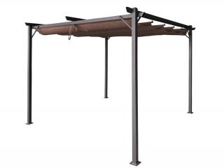 Brązowa pergola tarasowa La Palma 3x3m z zasłonami Garden Point