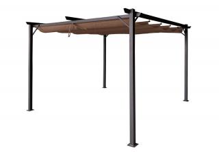 Brązowa pergola tarasowa La Palma 3x4m z zasłonami Garden Point