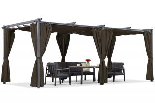 Brązowa pergola tarasowa La Palma 3x6m z zasłonami Garden Point