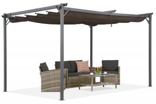Brązowa pergola tarasowa La Palma 4x4m Garden Point