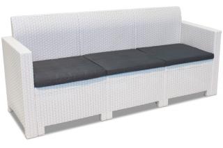 Duża sofa ogrodowa z technorattanu 3-osobowa Nebraska biała Bica