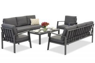 Komplet luksusowych mebli z aluminium Zakintos Coffee 8 antracyt Garden Point
