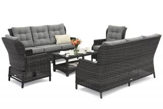 Komplet luksusowych mebli z technorattanu Malaga Coffee 8 antracyt Garden Point