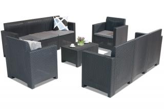 Komplet mebli technorattanowych Nebraska Coffee 8 antracytowy Bica