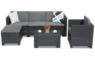 Komplet mebli wypoczynkowych z technorattanu Colorado Relax Corner 5 antracytowy Bica