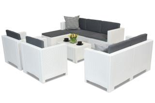 Komplet mebli wypoczynkowych z technorattanu Colorado Relax Corner 8 biały Bica