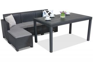 Komplet mebli wypoczynkowych z technorattanu Nebraska Relax Corner 4 antracytowy Bica