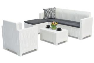 Komplet mebli wypoczynkowych z technorattanu Nebraska Relax Corner 5 biały Bica