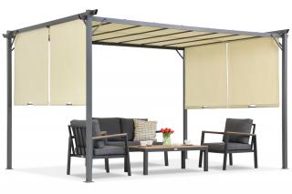Kremowa pergola tarasowa Sevilla 3x4m z zasłonami Garden Point