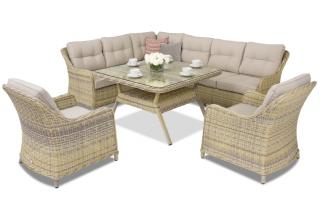 Meble ogrodowe technorattanowe Toledo Comida 7 Angular Garden Point beżowy